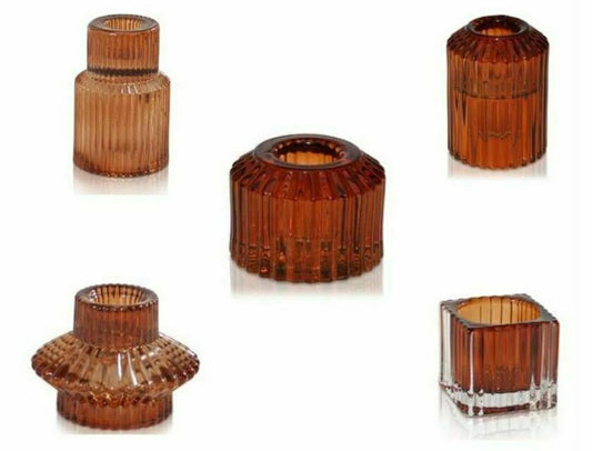 Vintage Candle Holders - Amber Pack of 12