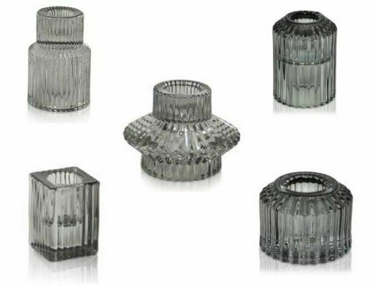 Vintage Candle Holders - Smoke Pack of 12