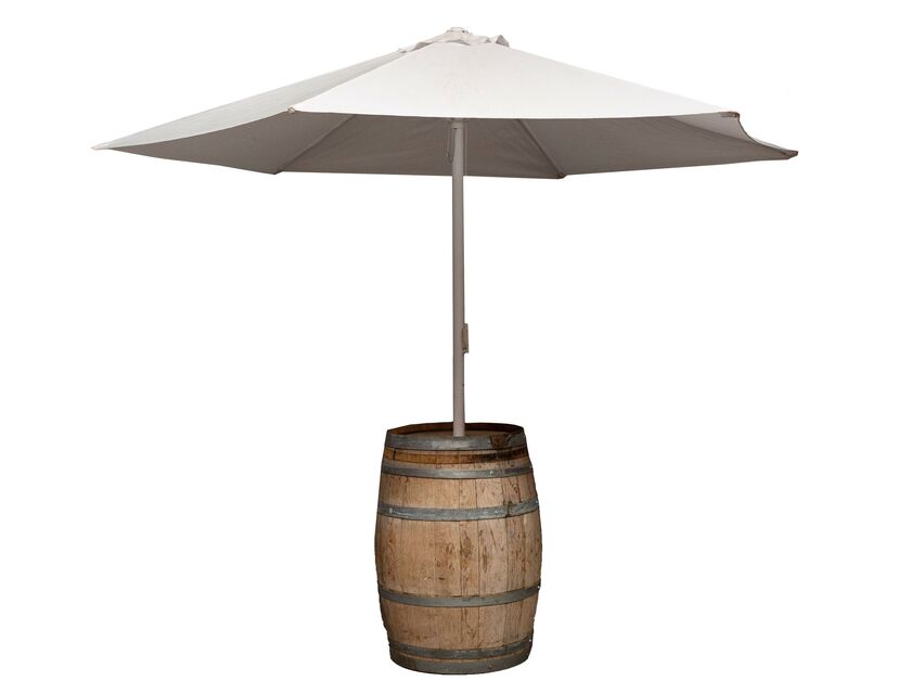 Umbrella in Wine Barrel